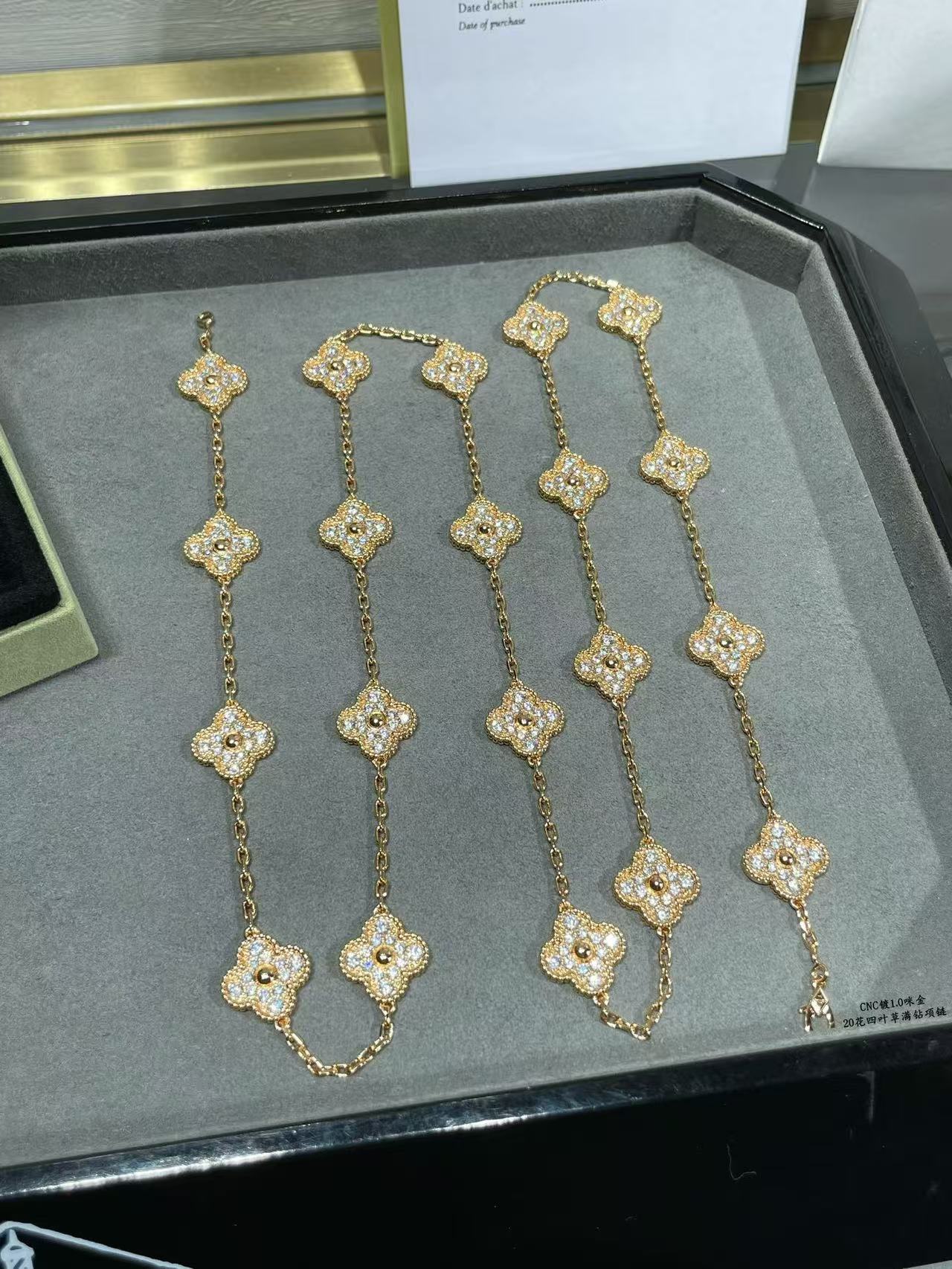 [Shinejoy]CLOVER 20 MOTIFS FULL-DIAMOND NECKLACE
