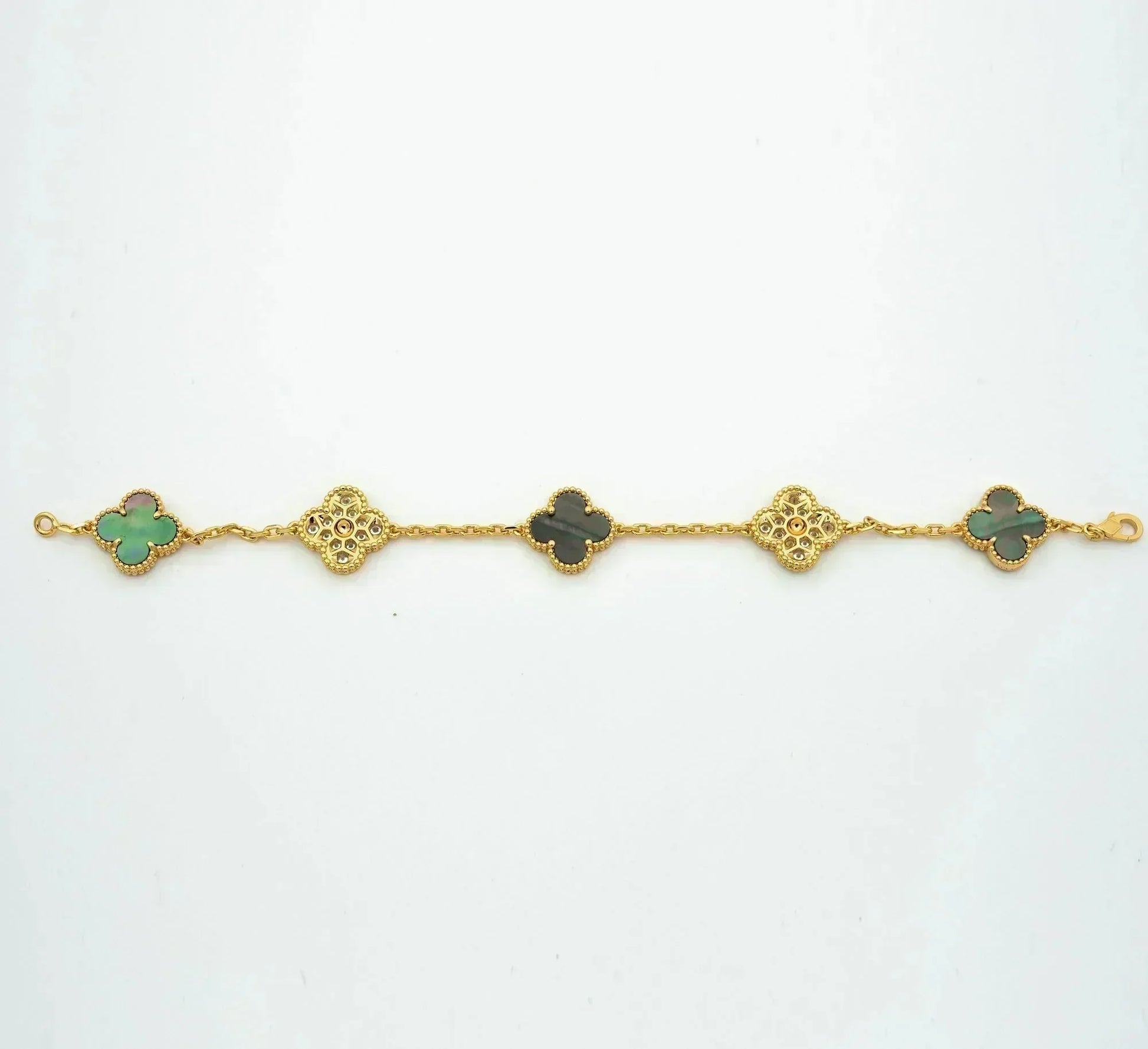 [⭐Shinejoy] クローバー 5モチーフ グレー モップブレスレットコレクション