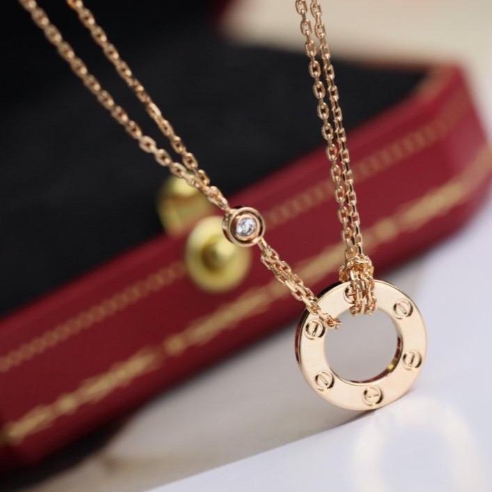 [Shinejoy] COLLIER LOVE AJUSTABLE OR ROSE 2 DIAMANTS 