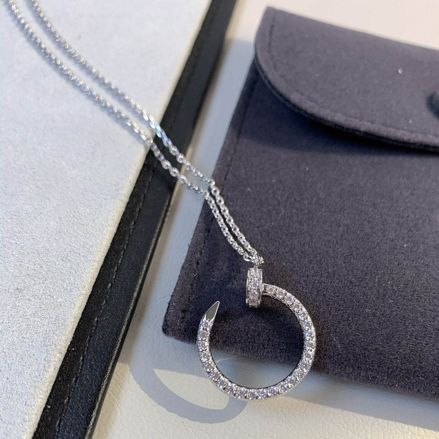 [Shinejoy] COLLIER JUSTE ARGENT DIAMANTS 