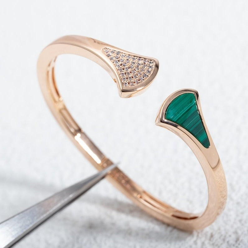 [Shinejoy]DREAM BRACELET OPEN MALACHITE PINK GOLD