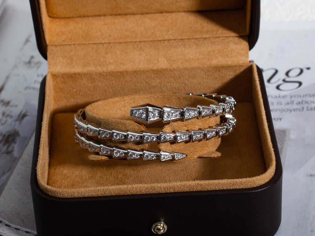 [Shinejoy]SERPENTI BRACELET SILVER DIAMOND DOUBLE ROW