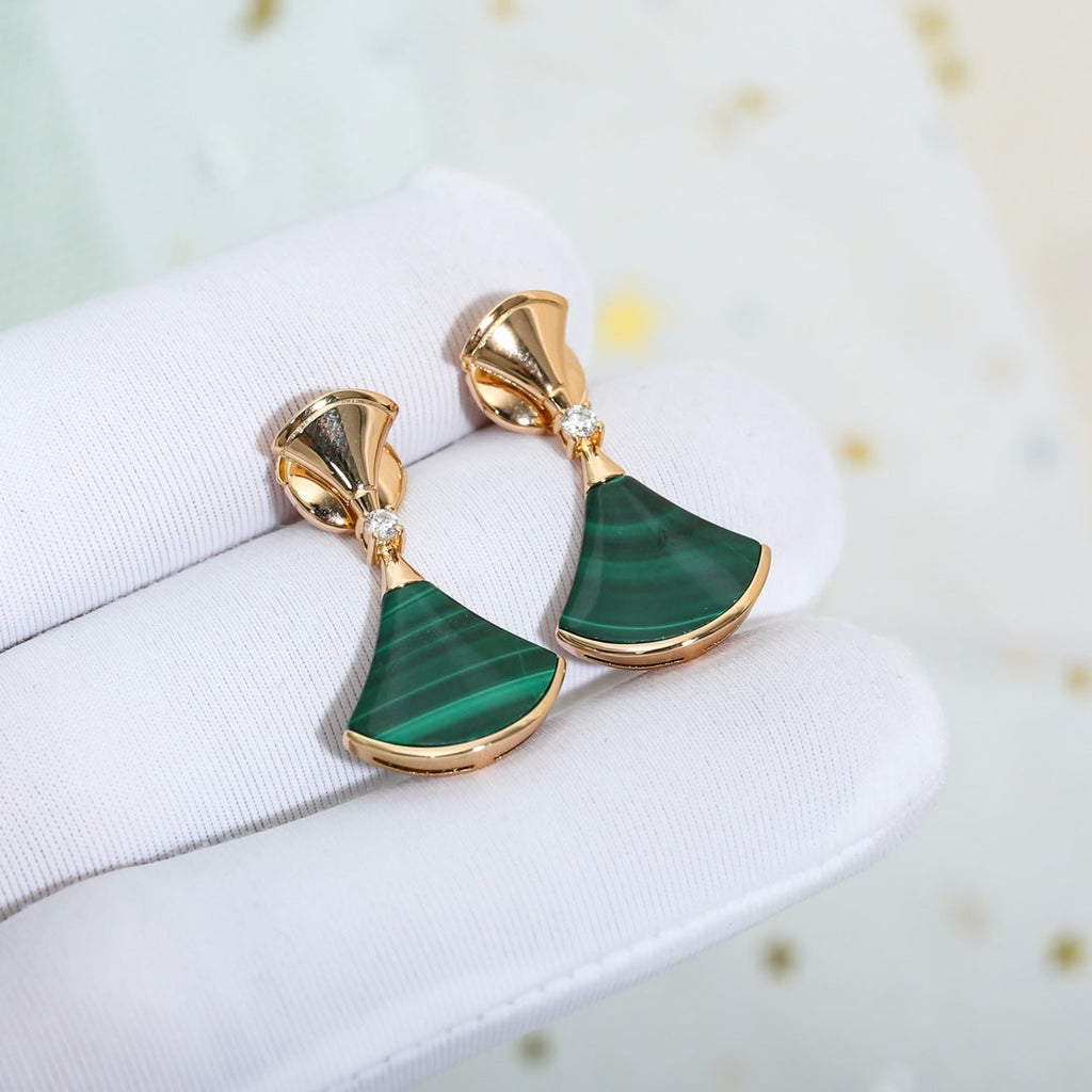 [Shinejoy]DREAM MALACHITE PINK GOLD EARRINGS
