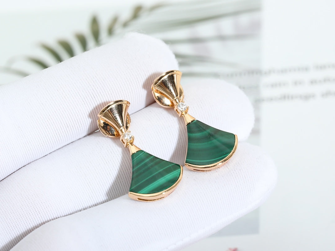 [Shinejoy]DREAM MALACHITE PINK GOLD EARRINGS