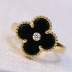[Shinejoy]CLOVER ONYX RING GOLD DIAMOND