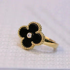 [Shinejoy]CLOVER ONYX RING GOLD DIAMOND