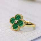 [Shinejoy]CLOVER MALACHITE RING GOLD DIAMOND