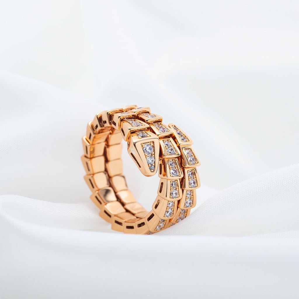 [Shinejoy]SERPENTI RING PINK GOLD DIAMOND DOUBLE ROW