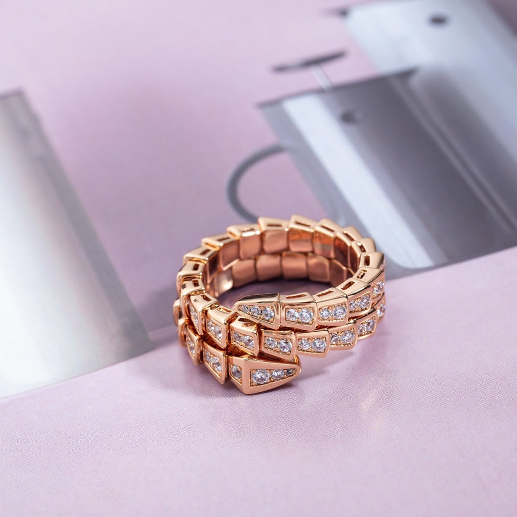 [Shinejoy]SERPENTI RING PINK GOLD DIAMOND DOUBLE ROW