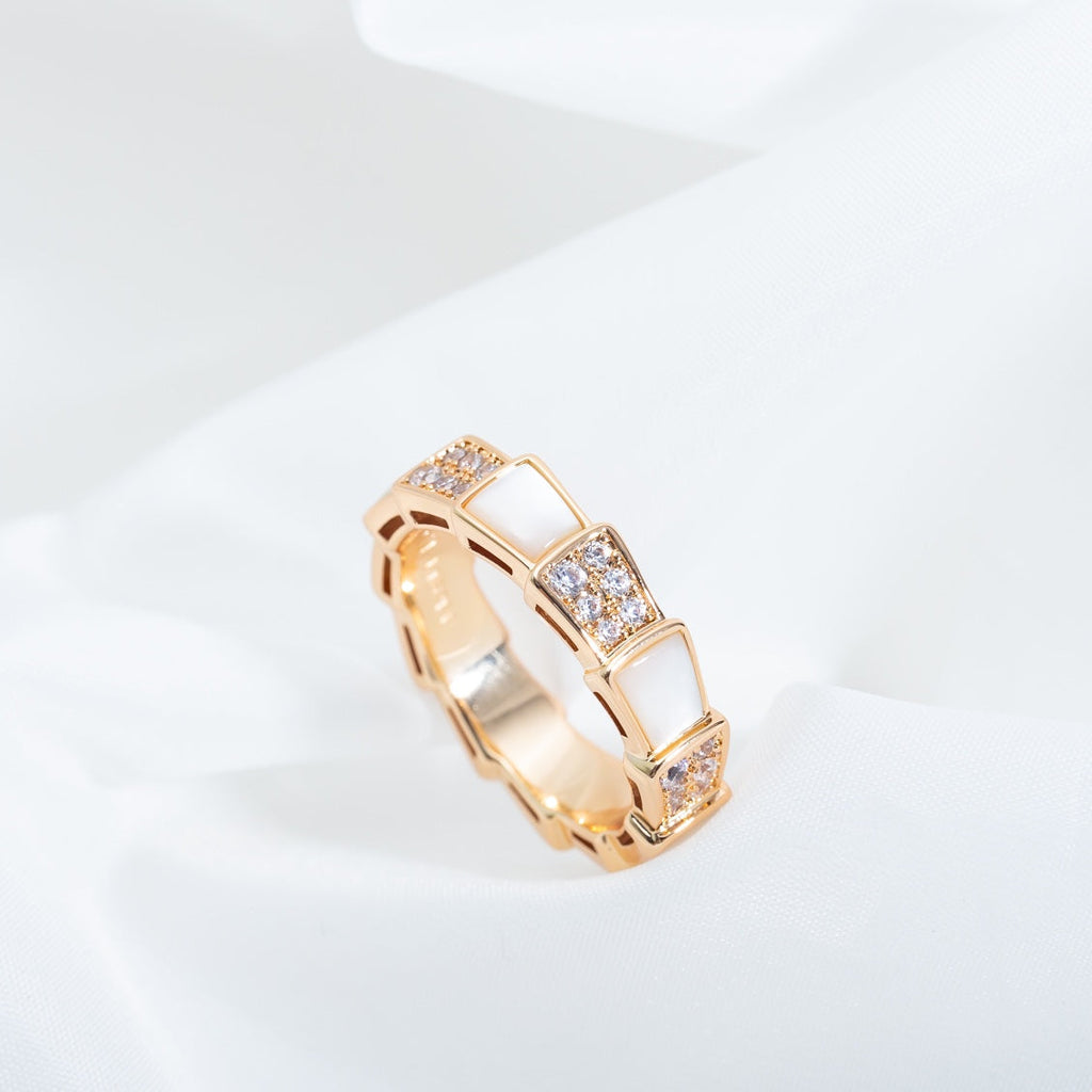 [Shinejoy]SERPENTI RING PINK GOLD MOP DIAMOND PAVED 4MM