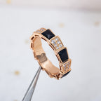 [Shinejoy]SERPENTI RING PINK GOLD BLACK MOP DIAMOND PAVED 4MM