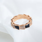 [Shinejoy]SERPENTI RING PINK GOLD BLACK MOP DIAMOND PAVED 4MM