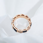 [Shinejoy]SERPENTI RING PINK GOLD BLACK MOP DIAMOND PAVED 4MM