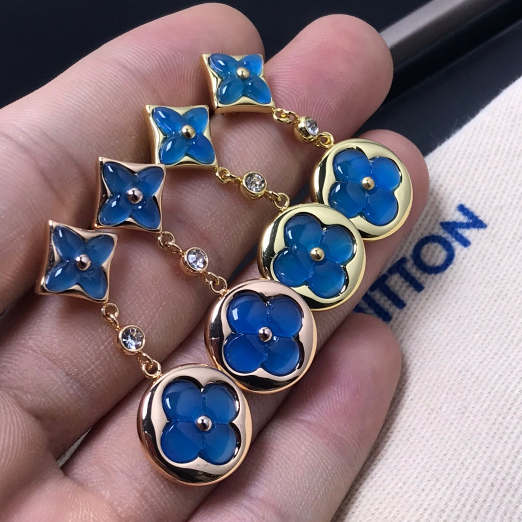 [Shinejoy]スター＆サンアゲートダイヤモンドイヤリング