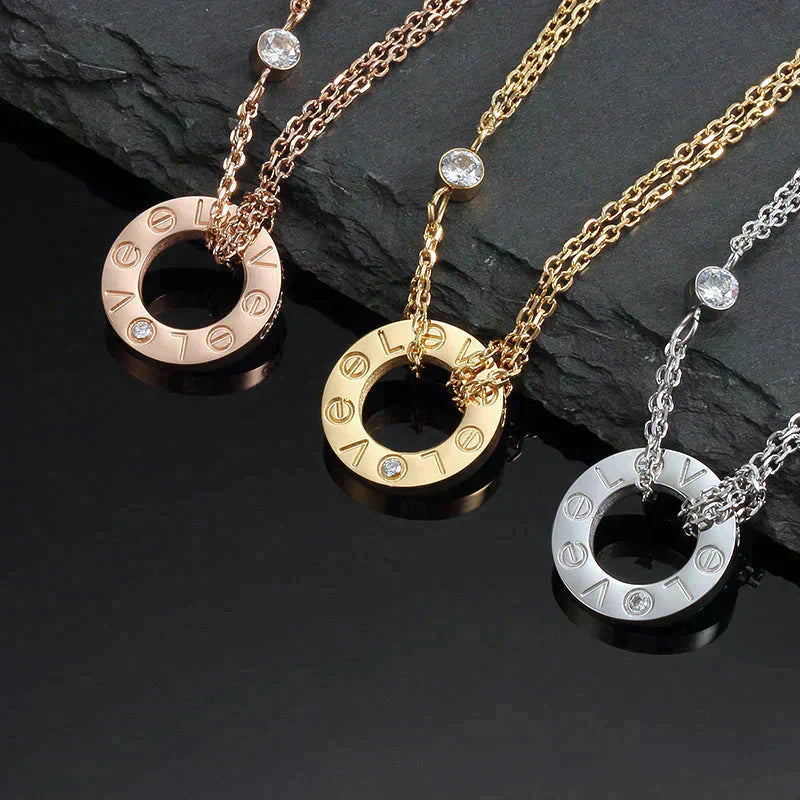 [Shinejoy] COLLIER LOVE 16MM 2 DIAMANTS