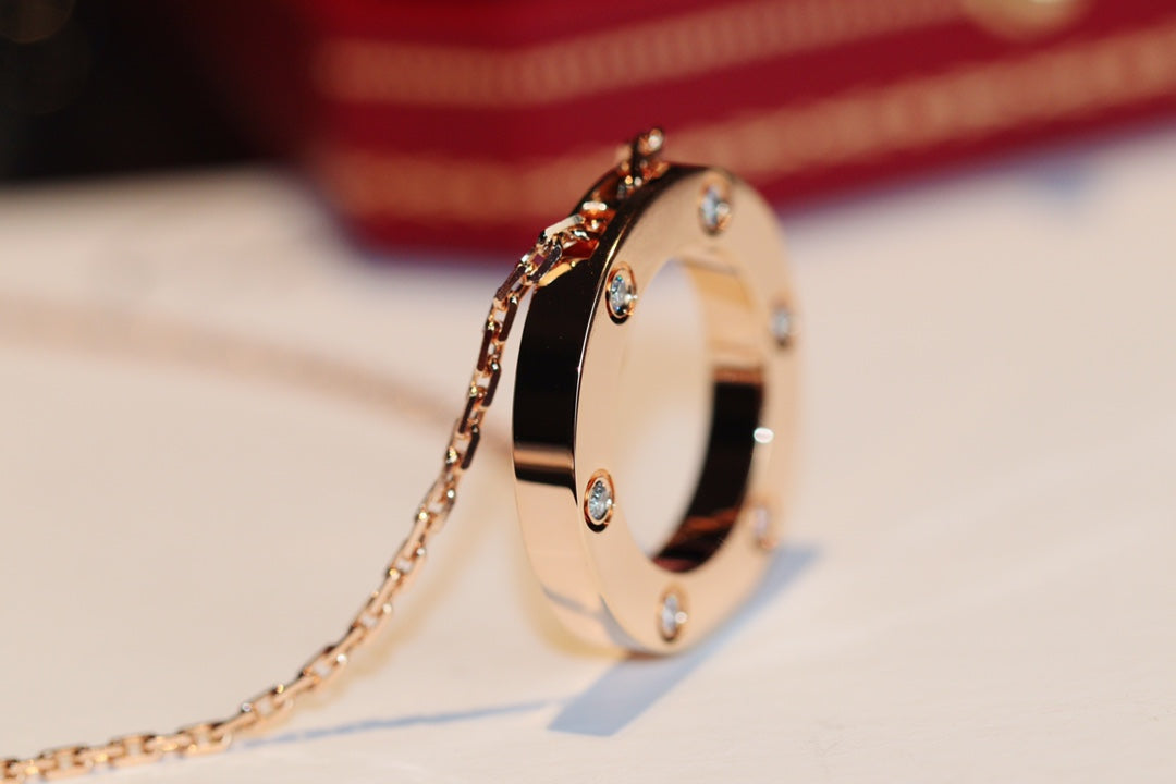 [Shinejoy] COLLIER LOVE 16 MM 6 DIAMANTS OR ROSE