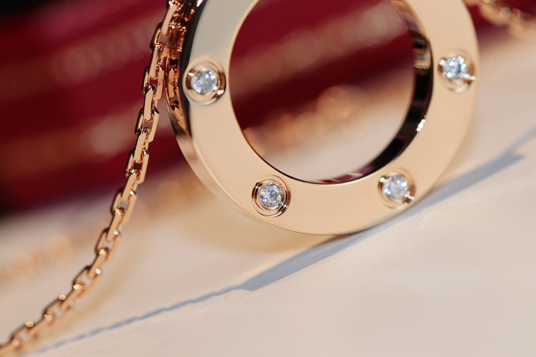 [Shinejoy] COLLIER LOVE 16 MM 6 DIAMANTS OR ROSE