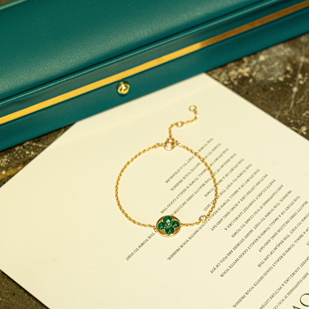 [Shinejoy] BRACELET SUN MALACHITE 1 DIAMANT OR ROSE