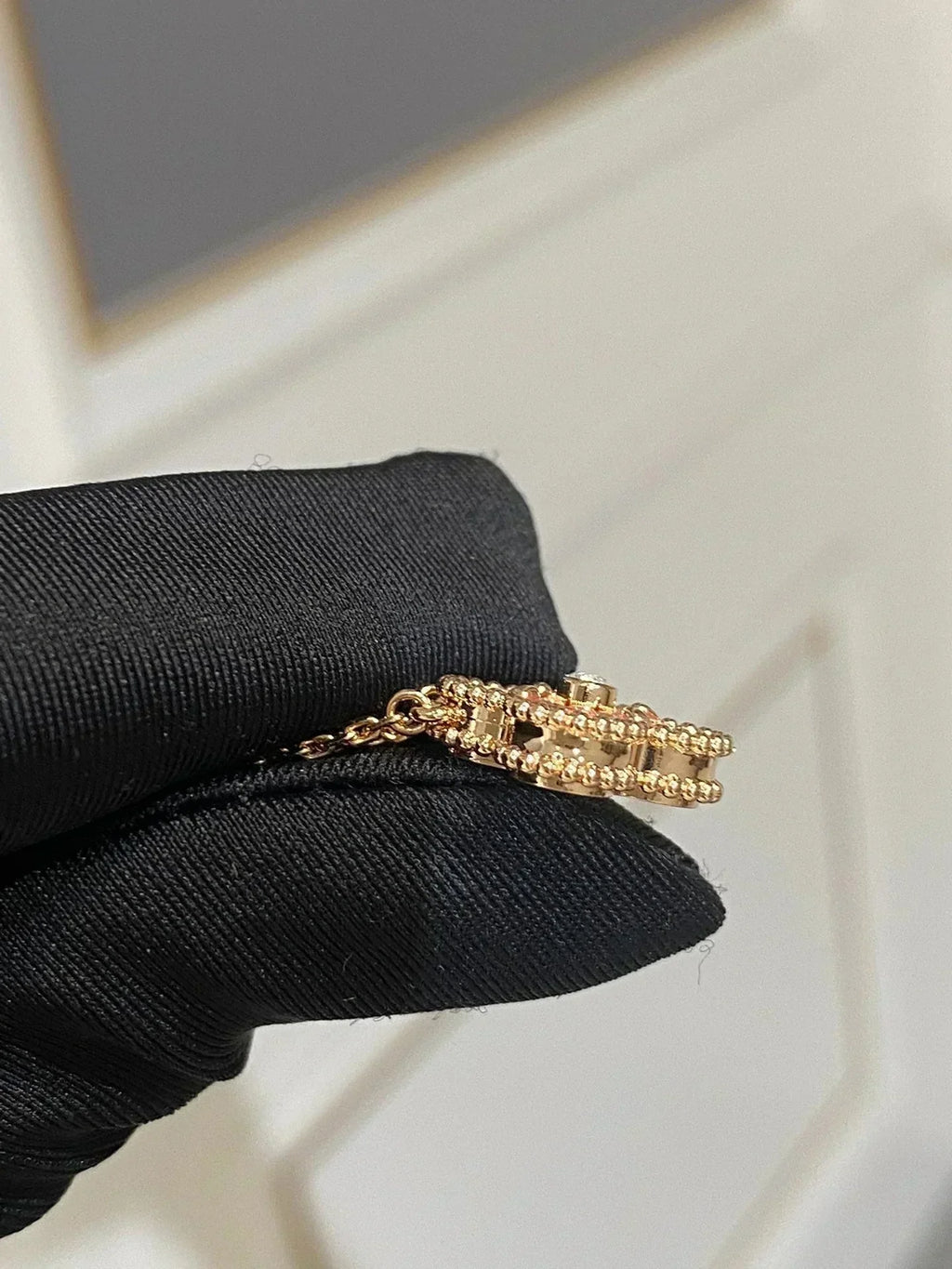 [Shinejoy] COLLIER CLOVER 15MM DIAMANT RHODONITE