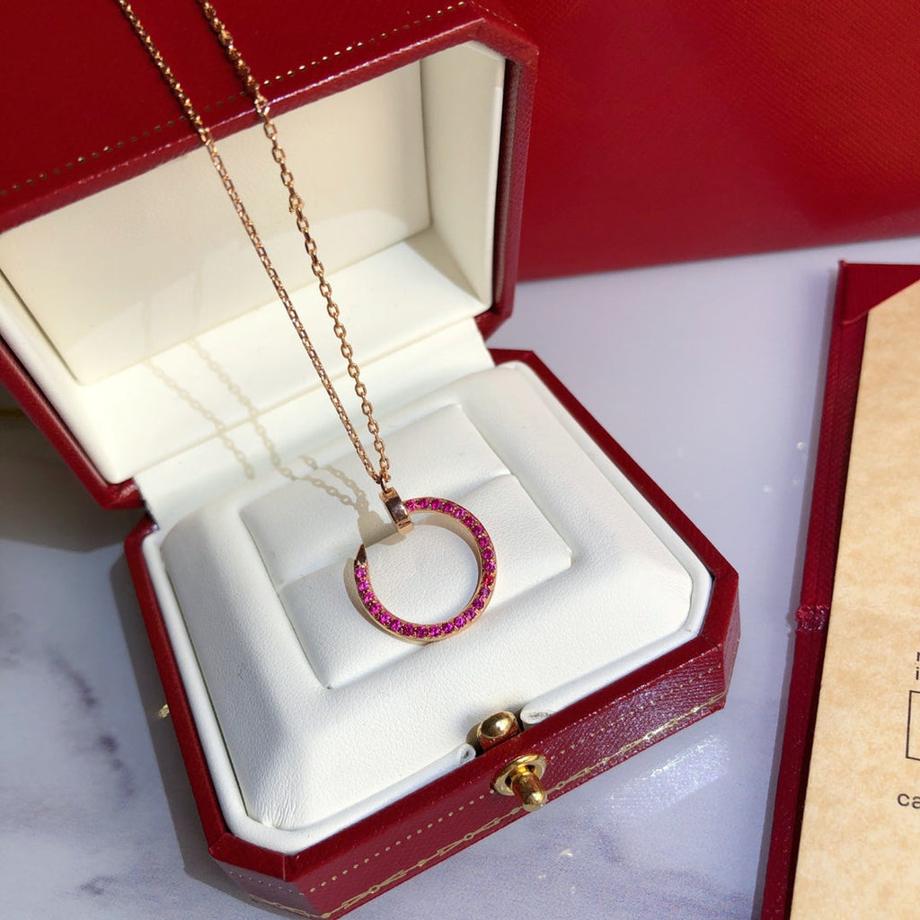 [Shinejoy] JUSTE COLLIER OR DIAMANTS ROUGES