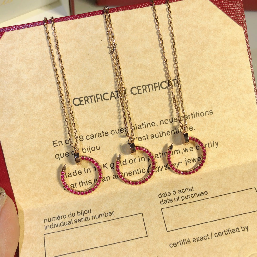 [Shinejoy] JUSTE COLLIER OR DIAMANTS ROUGES