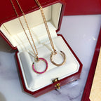 [Shinejoy] JUSTE COLLIER OR DIAMANTS ROUGES