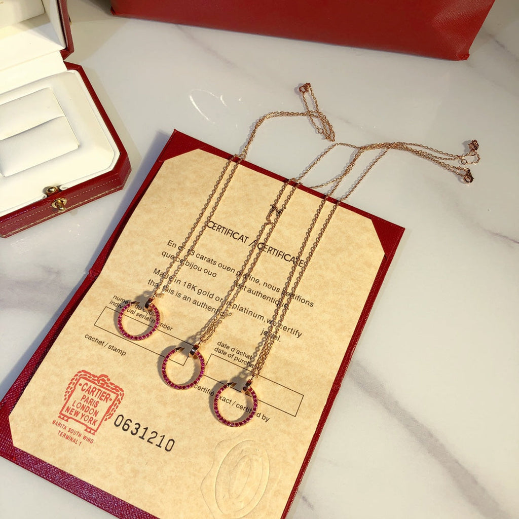 [Shinejoy] JUSTE COLLIER OR DIAMANTS ROUGES