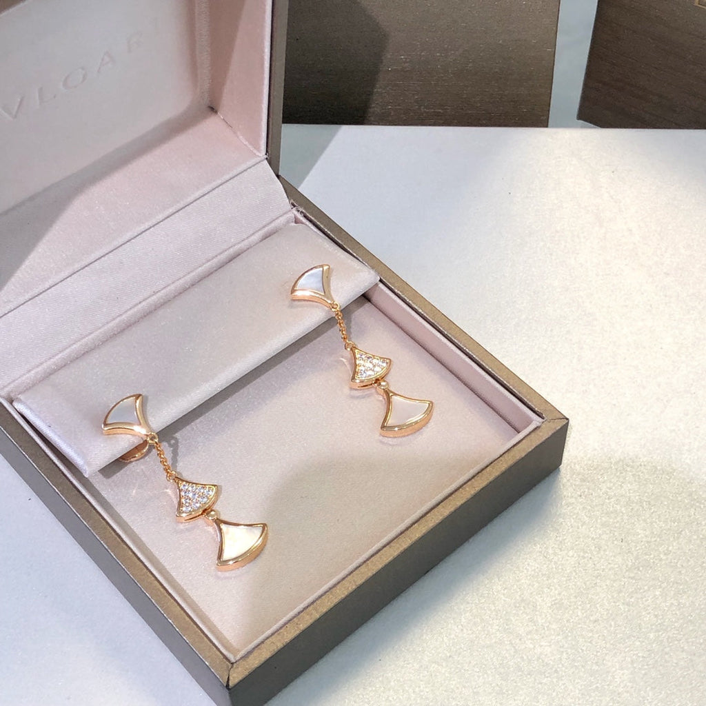 [Shinejoy]DREAM EARRINGS 3 MOTIFS DIAMOND MOP PINK GOLD