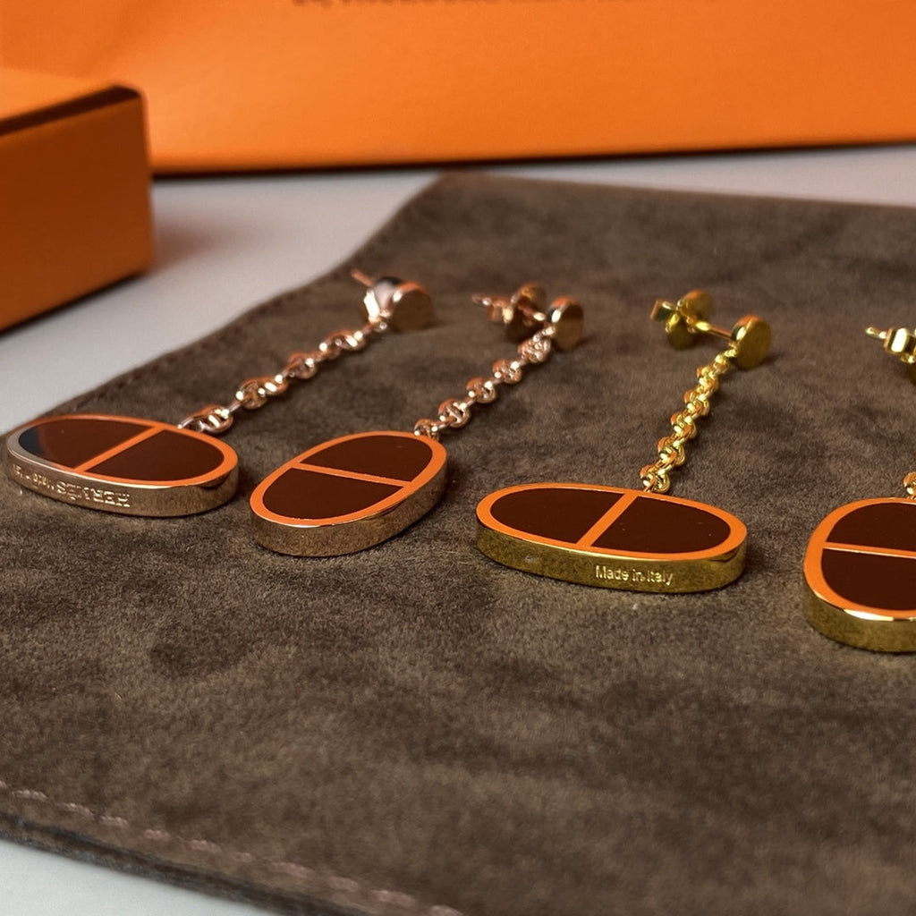 [Shinejoy]CHAINE VERSO BLACK CERAMIC EARRINGS