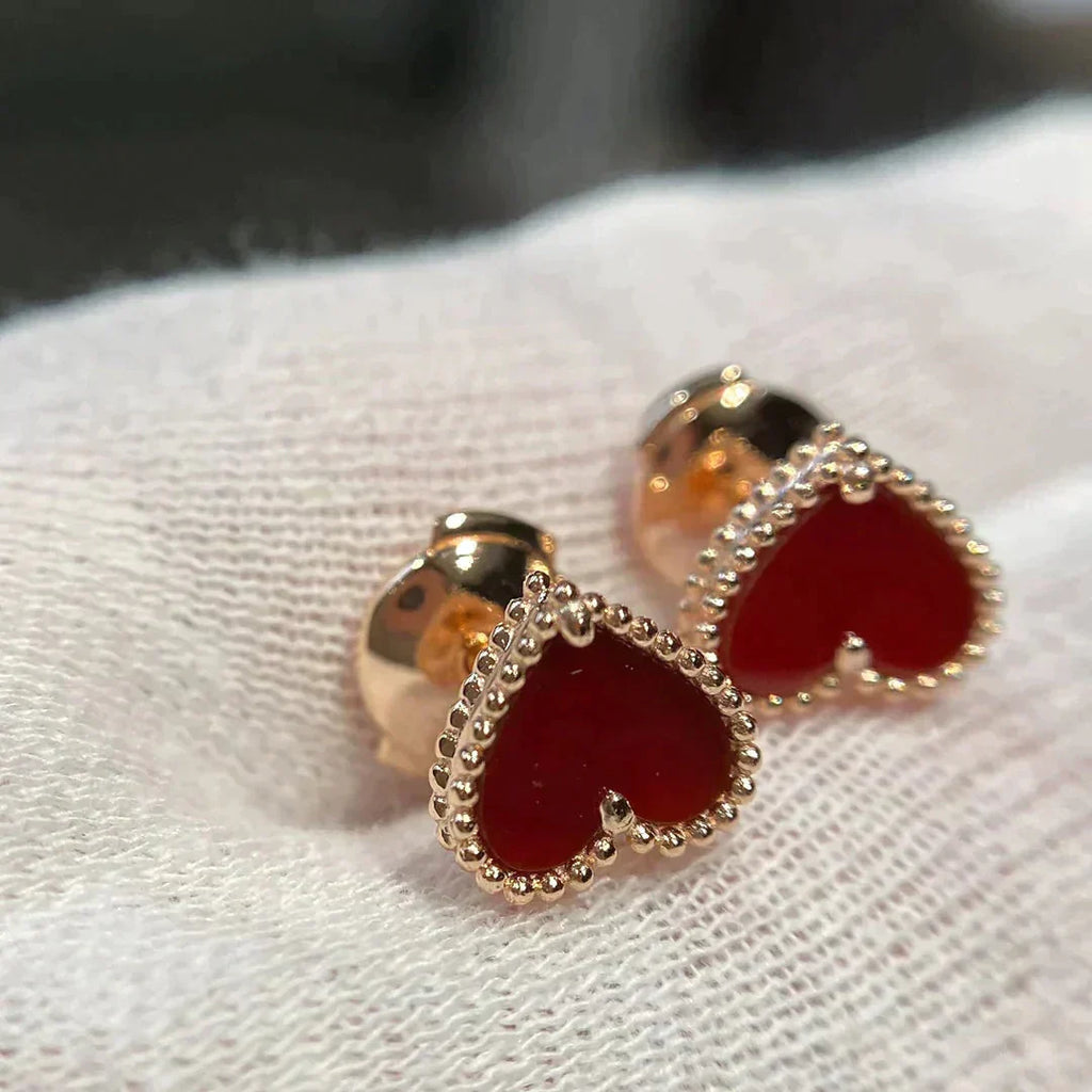 [Shinejoy]Boucles d'oreilles clous en cornaline en forme de cœur