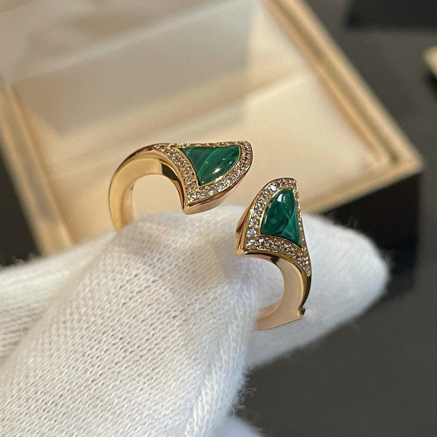 [Shinejoy]DREAM MALACHITE DIAMOND OPEN RING