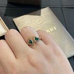 [Shinejoy]DREAM MALACHITE DIAMOND OPEN RING
