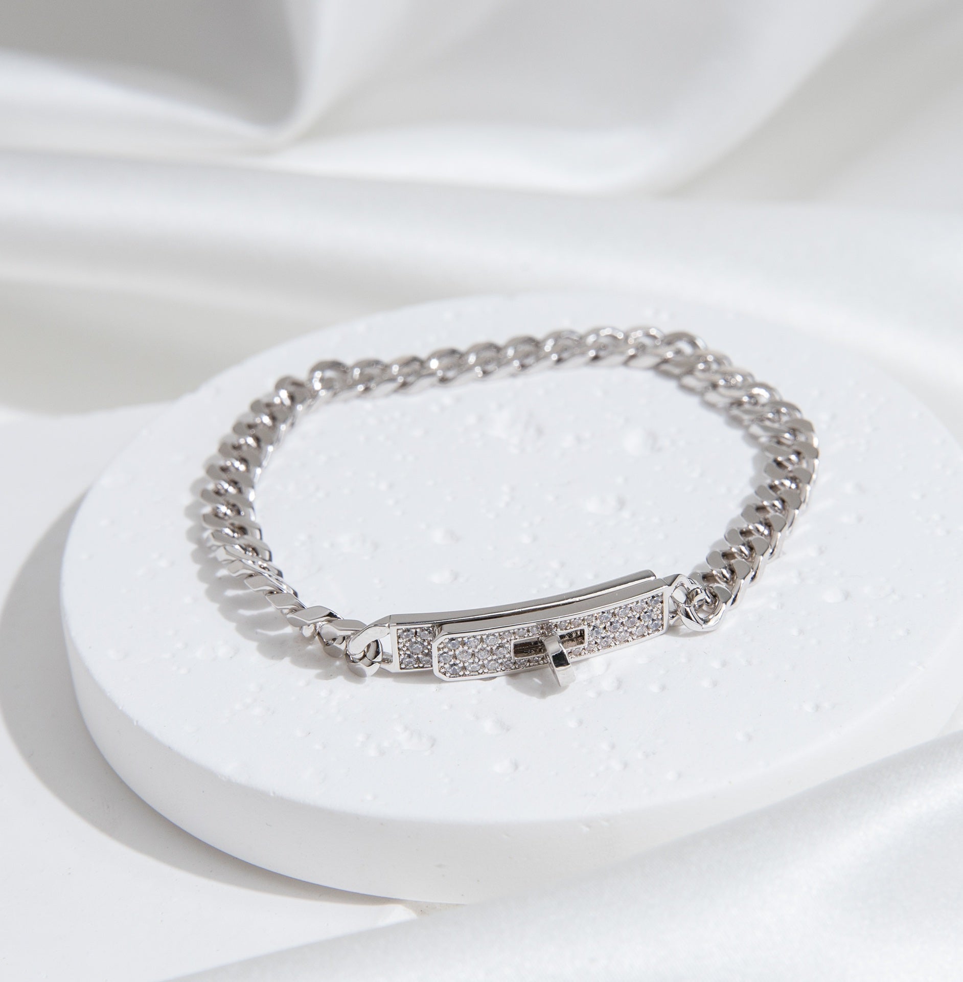 [Shinejoy]KELLY CHAIN SILVER DIAMOND BRACELET