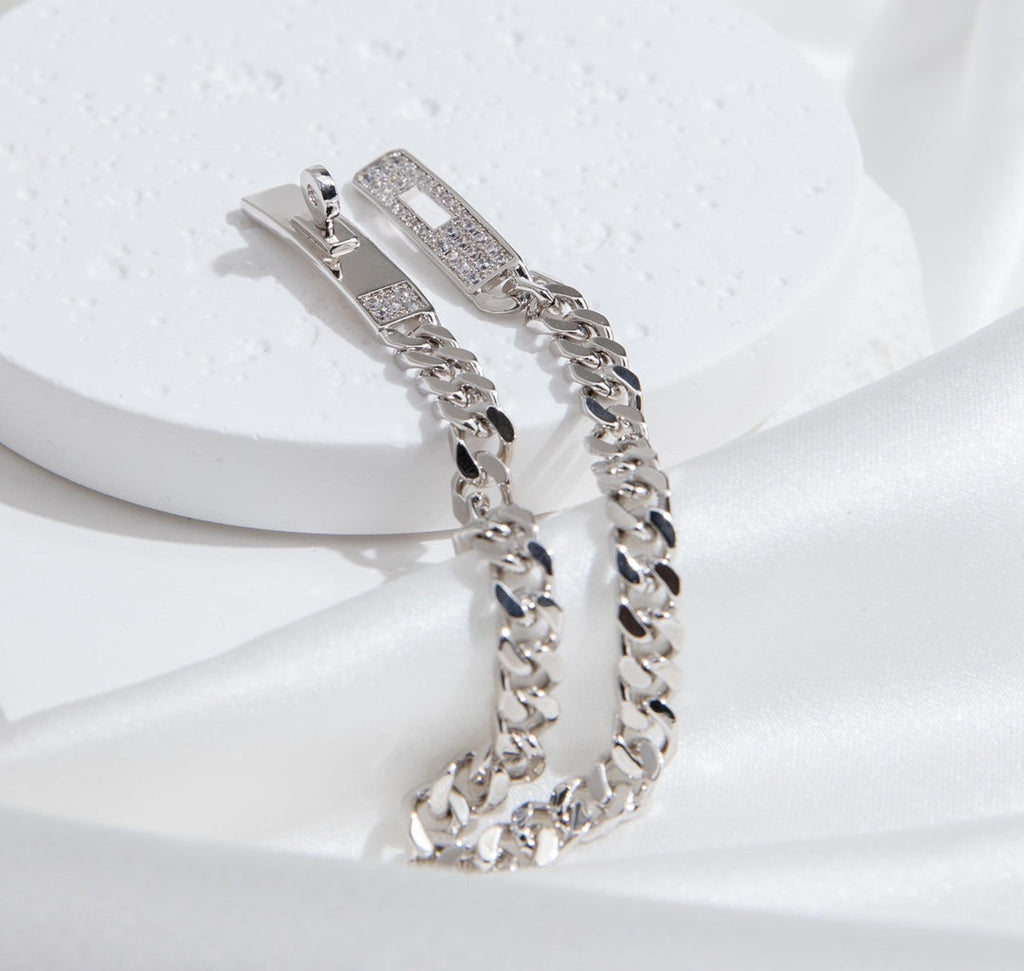 [Shinejoy]KELLY CHAIN SILVER DIAMOND BRACELET