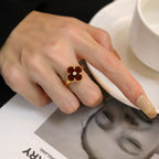 [Shinejoy]CLOVER CARNELIAN RING ROSE GOLD DIAMOND