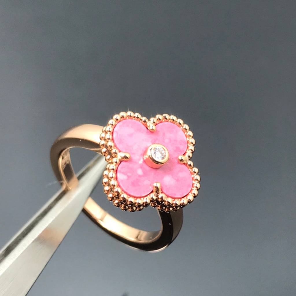 [Shinejoy]CLOVER RHODONITE ROSE GOLD RING