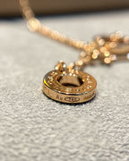 [Shinejoy]DREAM MALACHITE DIAMOND PAVED PINK GOLD NECKLACE