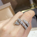 [Shinejoy]SERPENTI DOUBLE RING SILVER DIAMOND PAVED