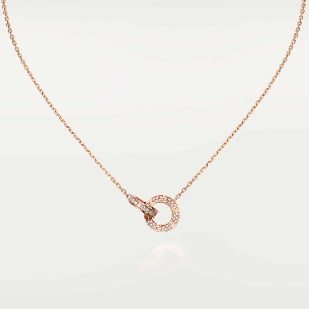 [Shinejoy] COLLIER LOVE 7,6 MM OR ROSE ET ARGENT DIAMANTS