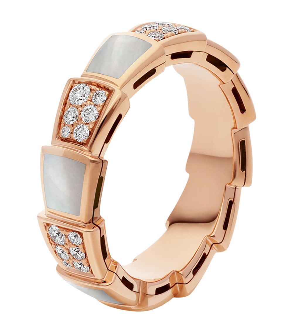 [Shinejoy]SERPENTI RING PINK GOLD MOP DIAMOND PAVED 4MM