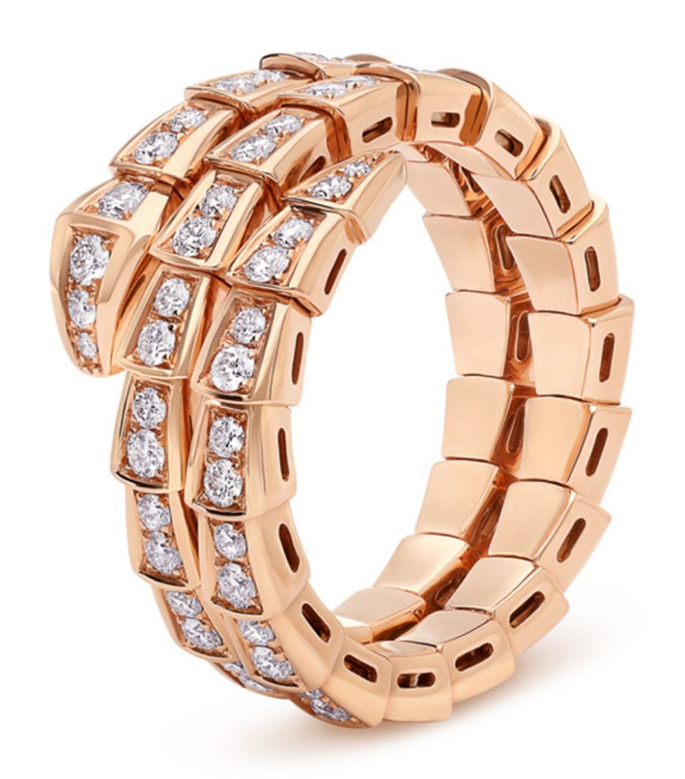 [Shinejoy]SERPENTI RING PINK GOLD DIAMOND DOUBLE ROW