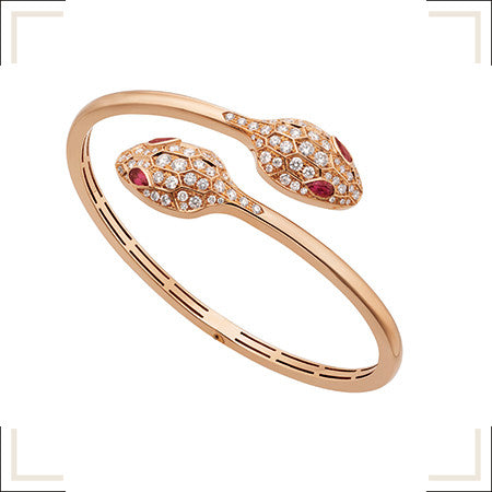 [Shinejoy]SERPENTI BRACELET PINK GOLD DIAMOND DOUBLE SNAKE