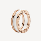 [Shinejoy]ZERO 1 TWO-BAND LOOPS AND WHITE CERAMIC SPIRAL PINK GOLD RING