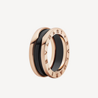 [Shinejoy]ZERO 1 TWO-BAND LOOPS AND BLACK CERAMIC PINK GOLD RING