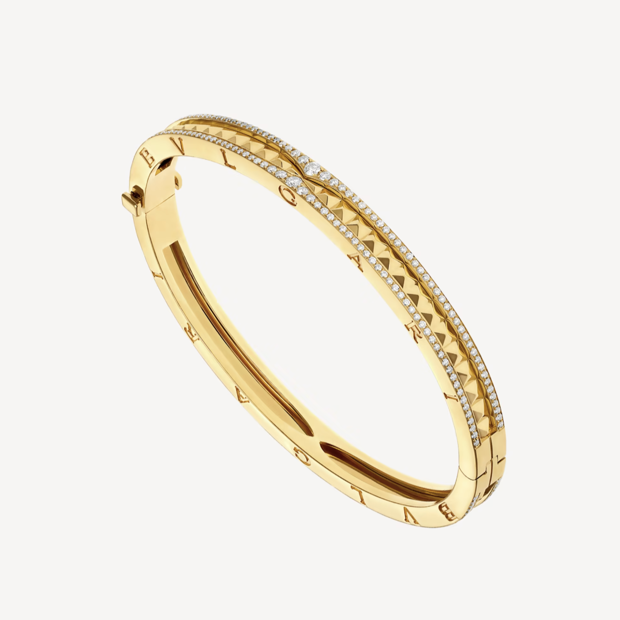 [Shinejoy]ZERO 1 SPIRAL AND PAVED DIAMOND GOLD BRACELET
