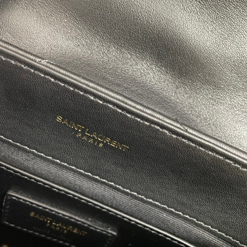 LOULOU PETIT 25 EN CUIR D'AGNEAU NOIR AVEC FERMOIR DORÉ