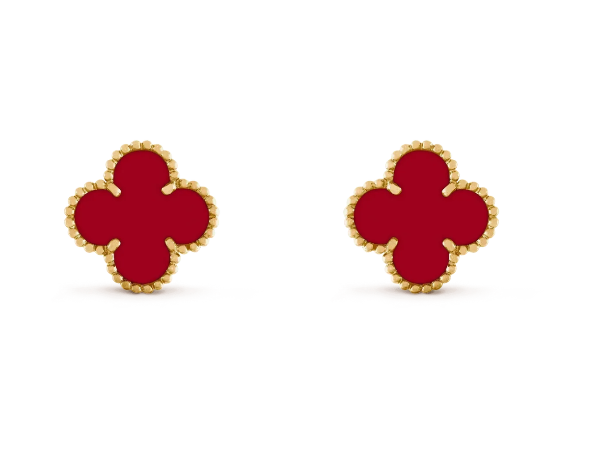 [Shinejoy] CLOVER 20MM RED AGATE EARRINGS