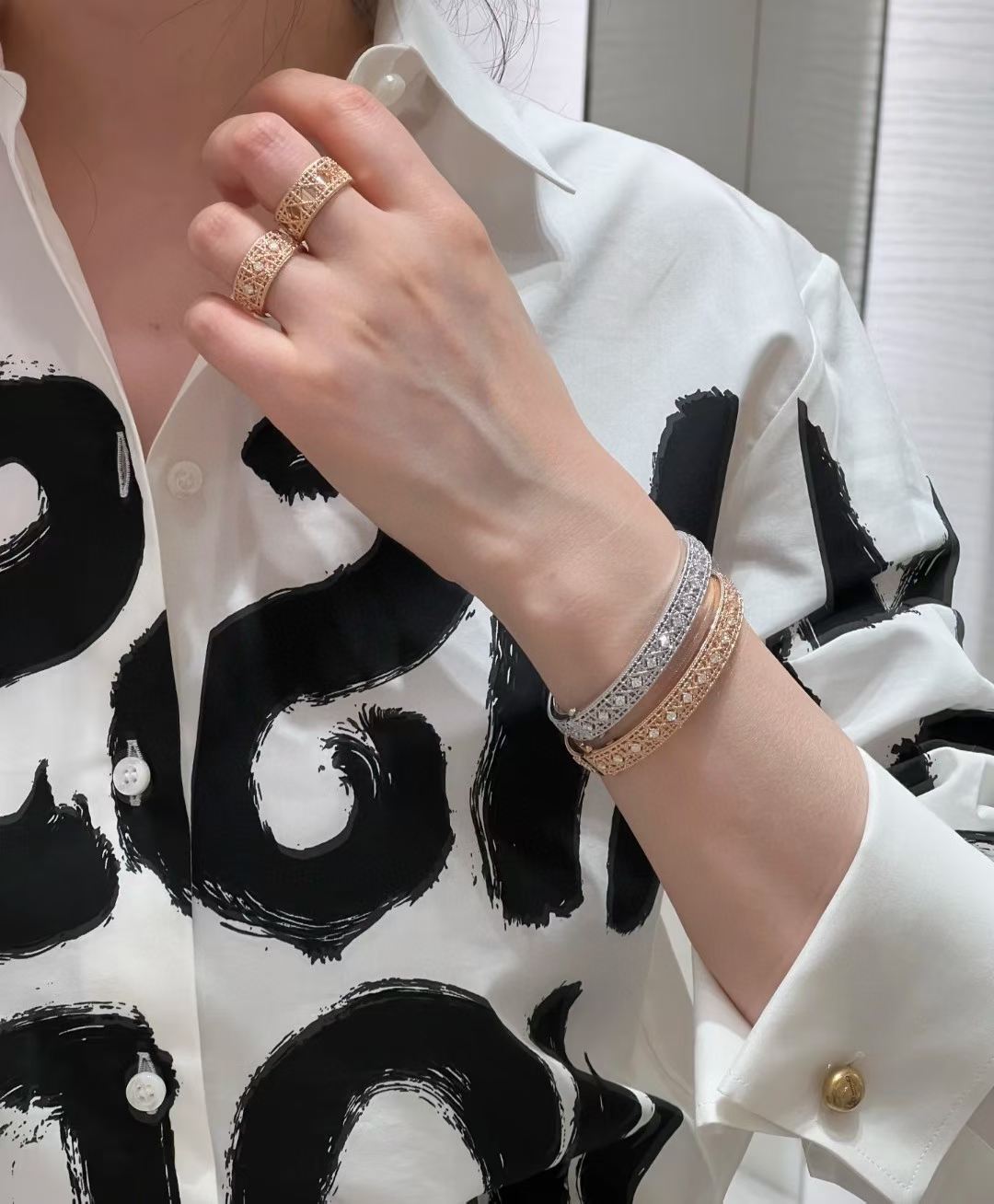 [?Shinejoy]2026 WOVEN-PATTERN BRACELET SET WITH FULL DIAMOND INLAY THREE-COLORS