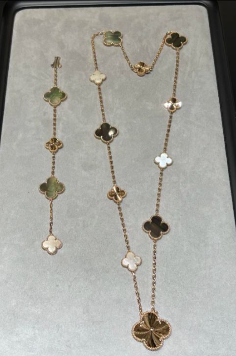 [⭐Shinejoy]取り外し可能なクローバー15(11+4)フラワーシルバーネックレスセット