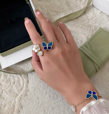 [Shinejoy] Bague balai diamant papillon double